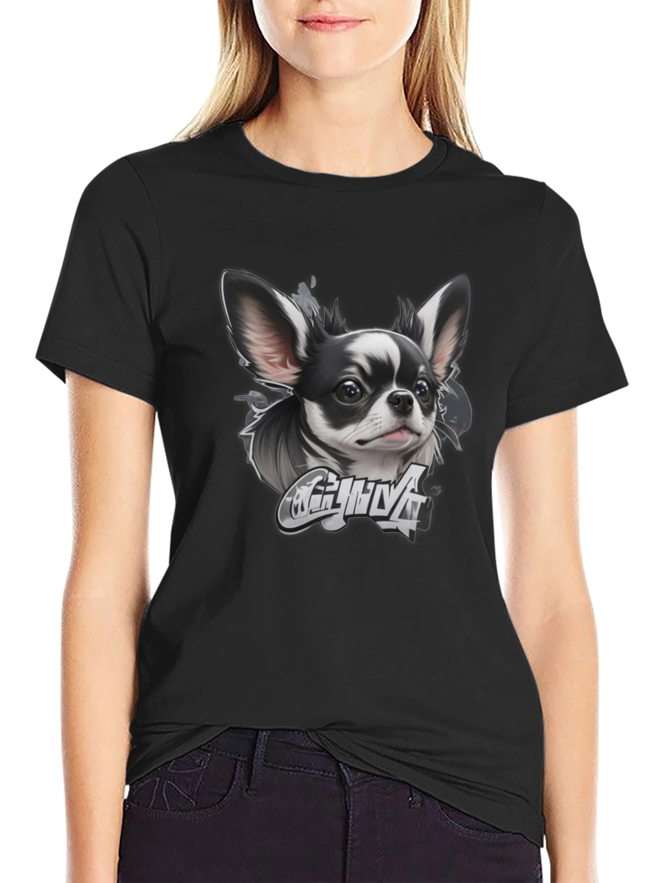 Chihuahua Dog Graphic T-Shirt - Black