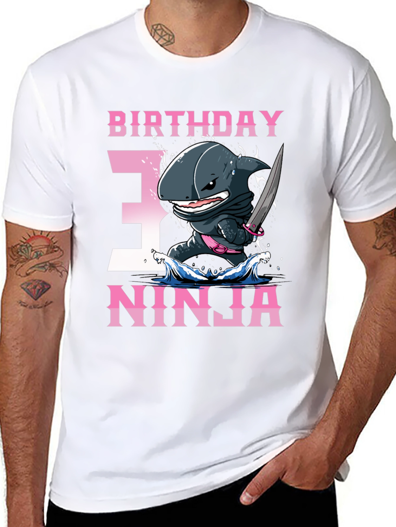 Birthday Ninja Shark T-Shirt - Size 3