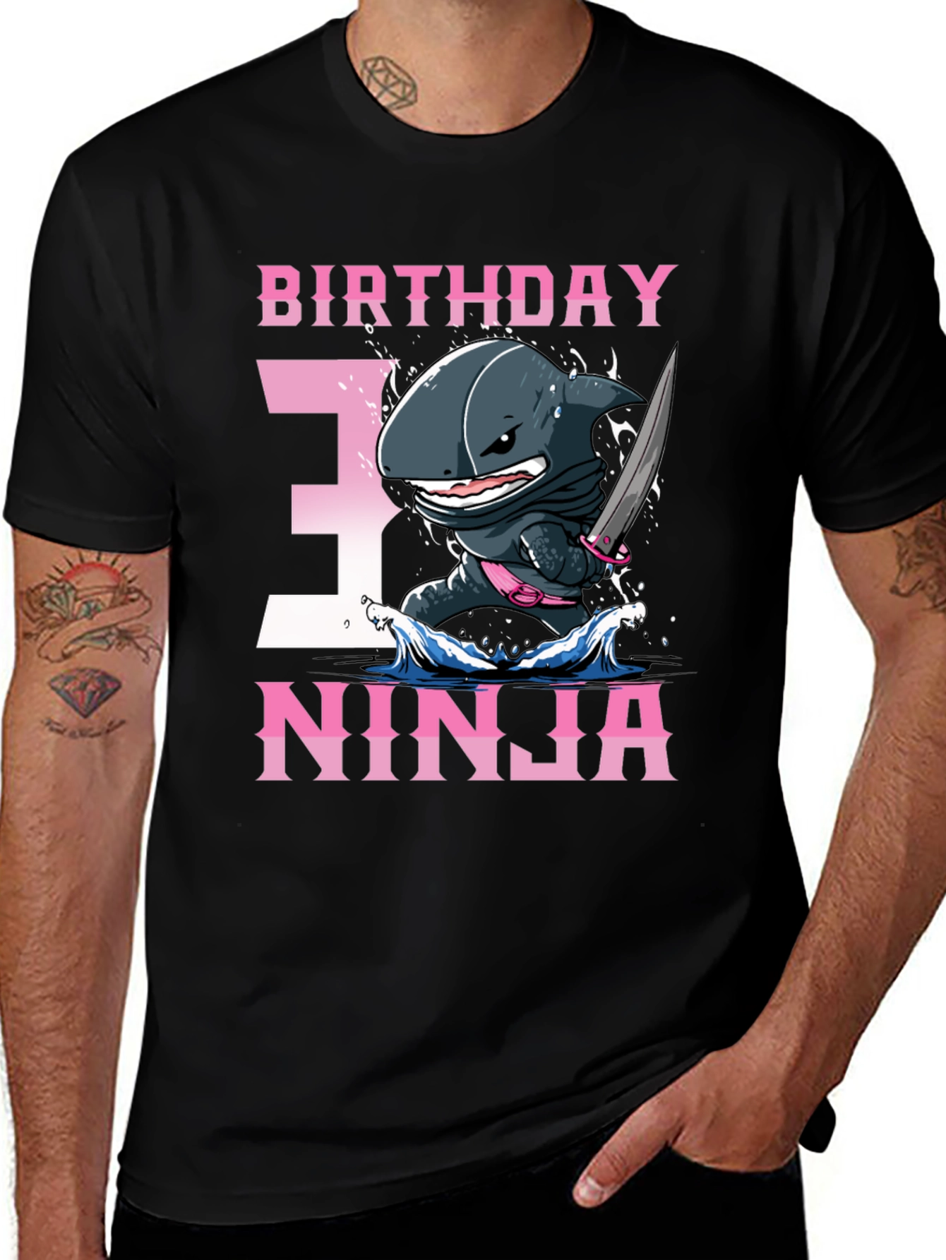 Birthday Ninja Shark T-Shirt - Size 3