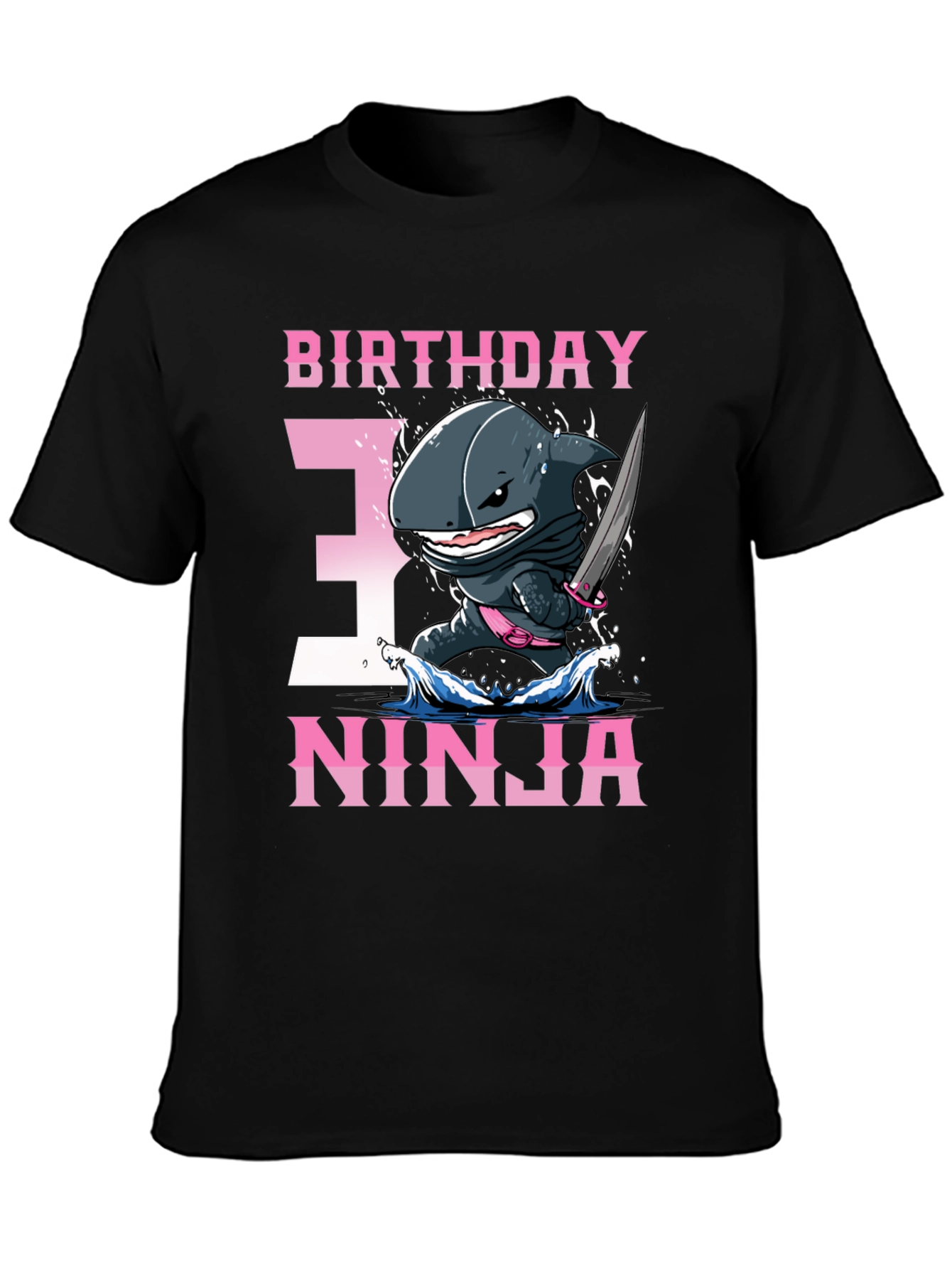 Birthday Ninja Shark T-Shirt - Size 3