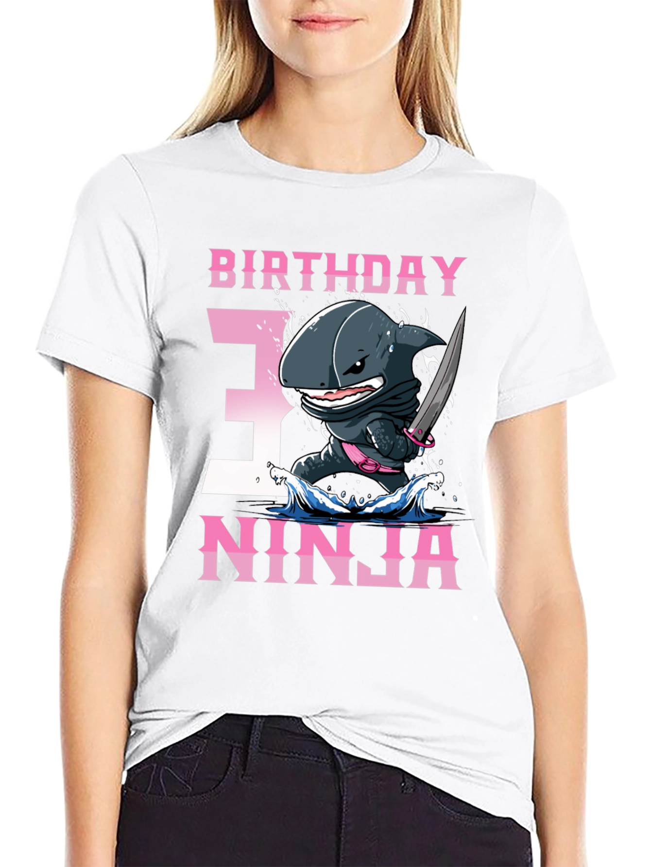 Birthday Ninja Shark T-Shirt - Size 3