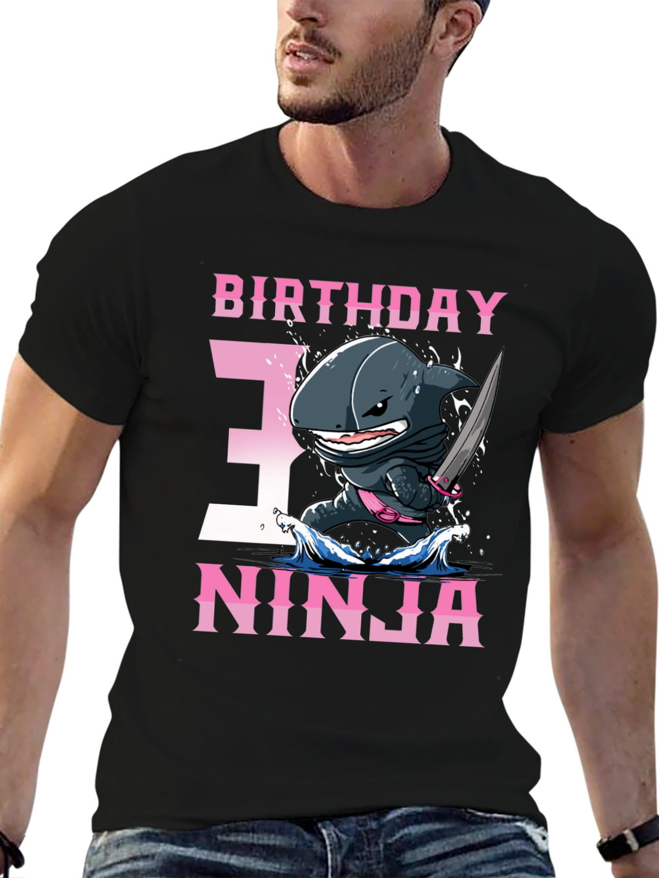 Birthday Ninja Shark T-Shirt - Size 3