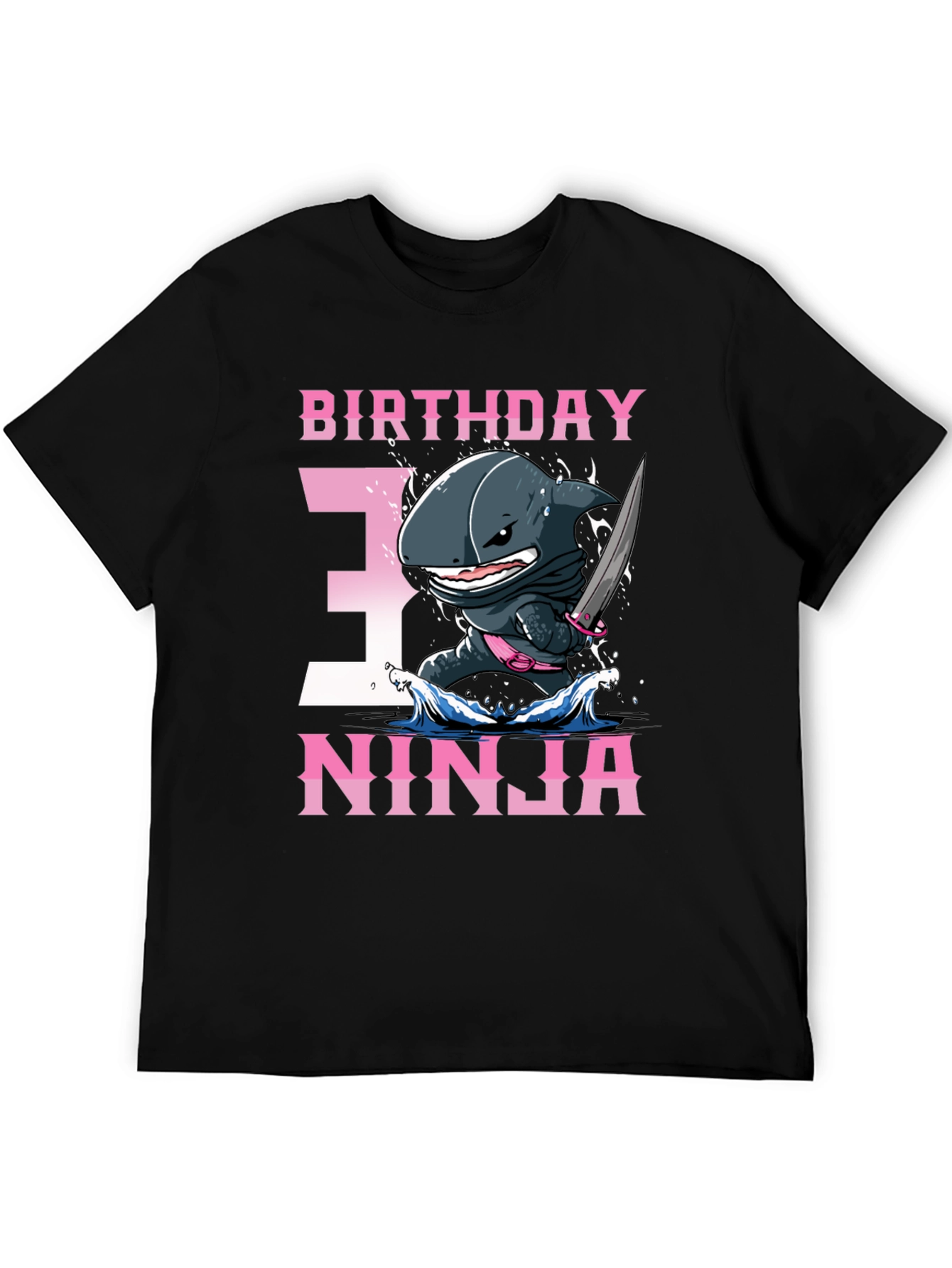 Birthday Ninja Shark T-Shirt - Size 3