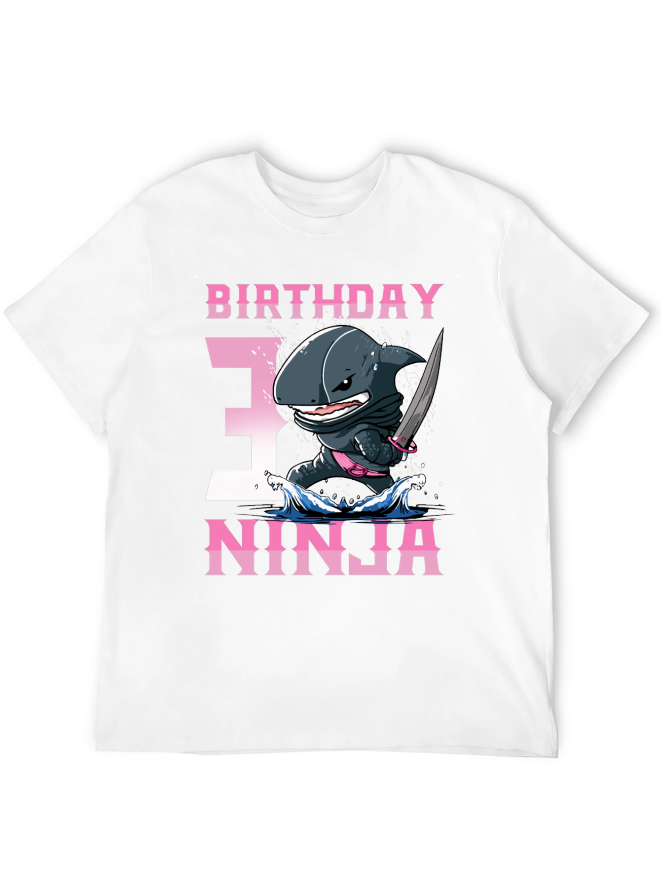 Birthday Ninja Shark T-Shirt - Size 3