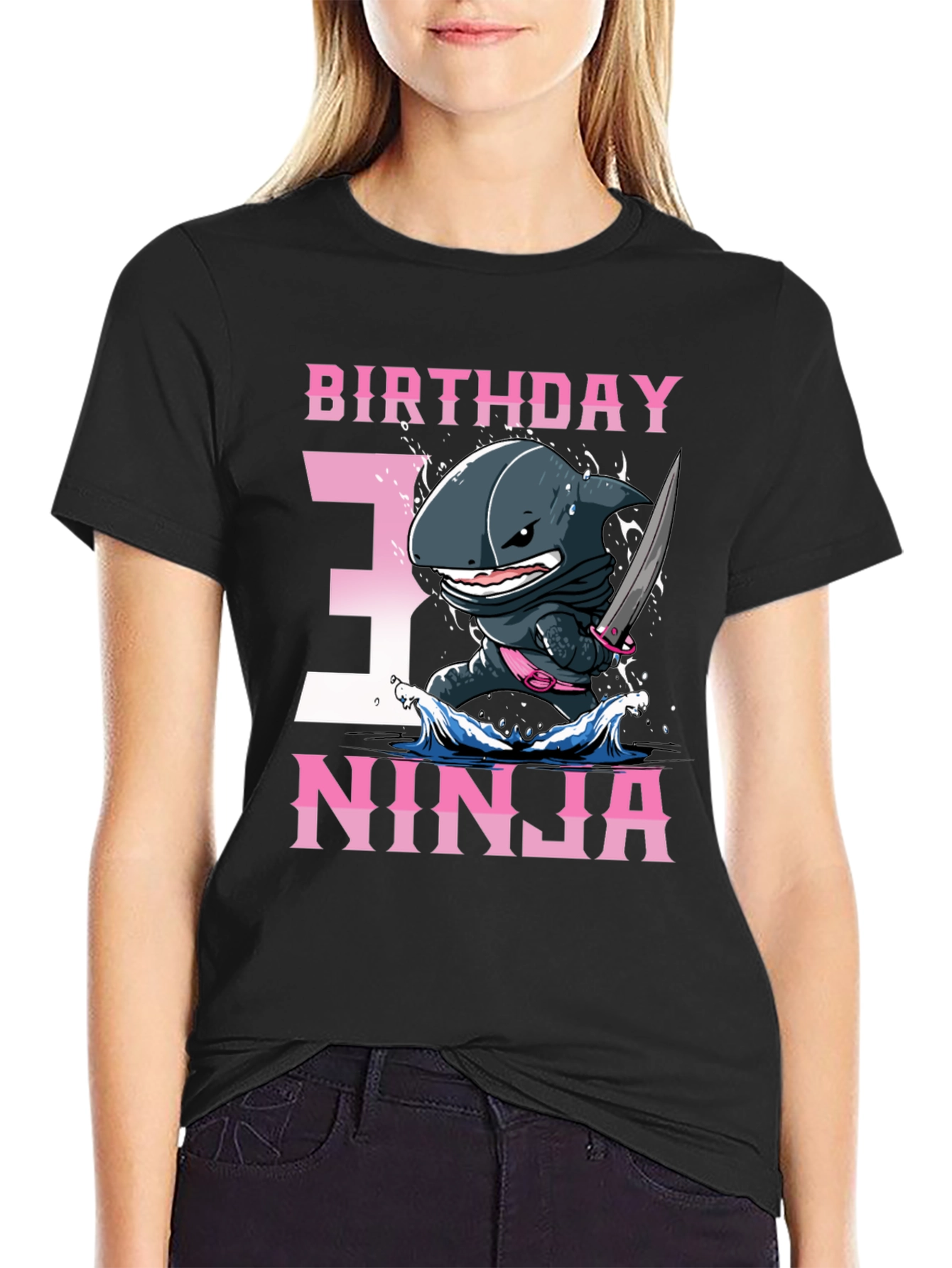 Birthday Ninja Shark T-Shirt - Size 3