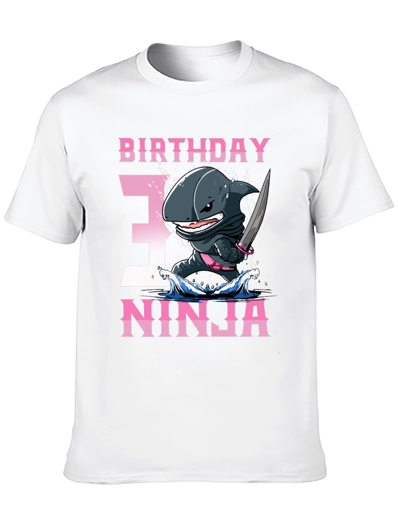 Birthday Ninja Shark T-Shirt - Size 3