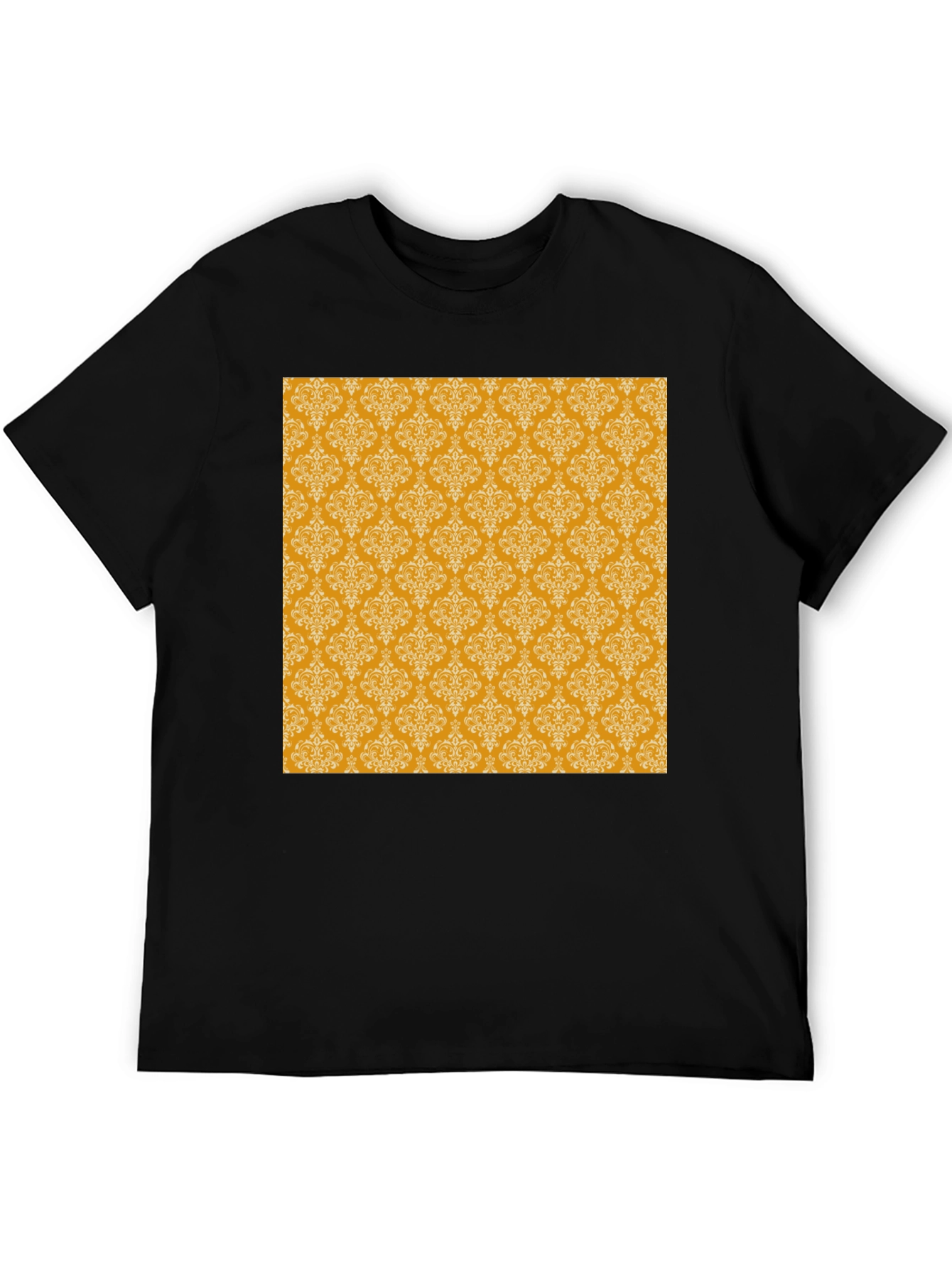 Stylish Black Tee with Gold Pattern
