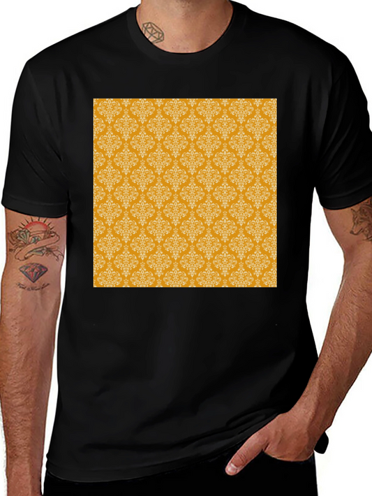 Stylish Black Tee with Gold Pattern
