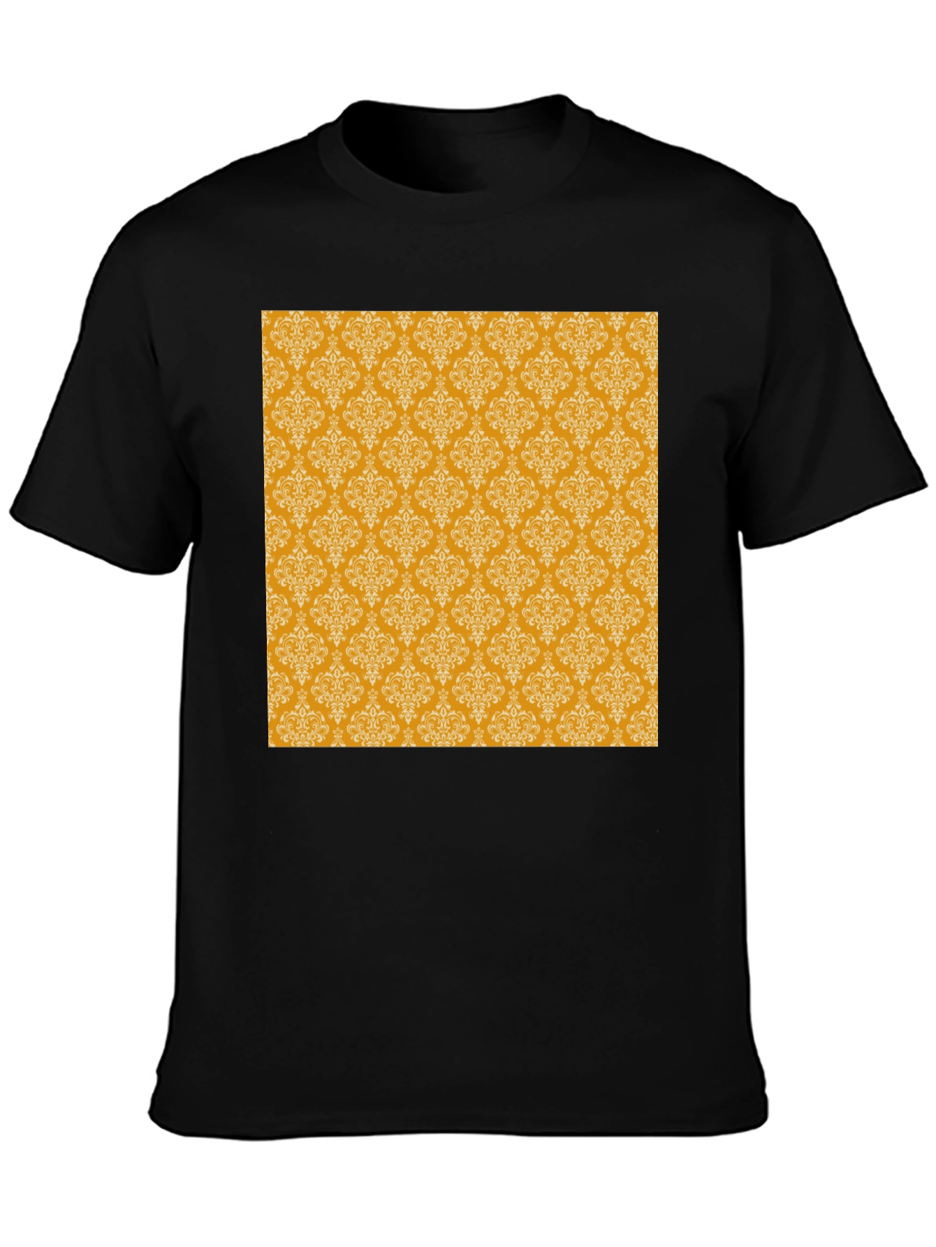 Stylish Black Tee with Gold Pattern
