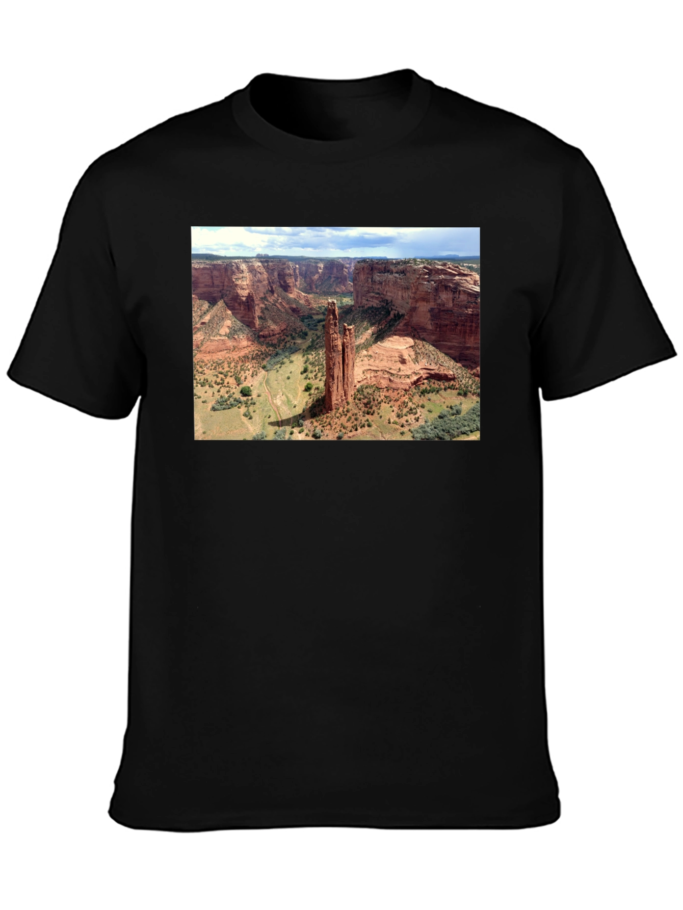 Canyon Landscape Graphic Tee - Black Cotton T-Shirt