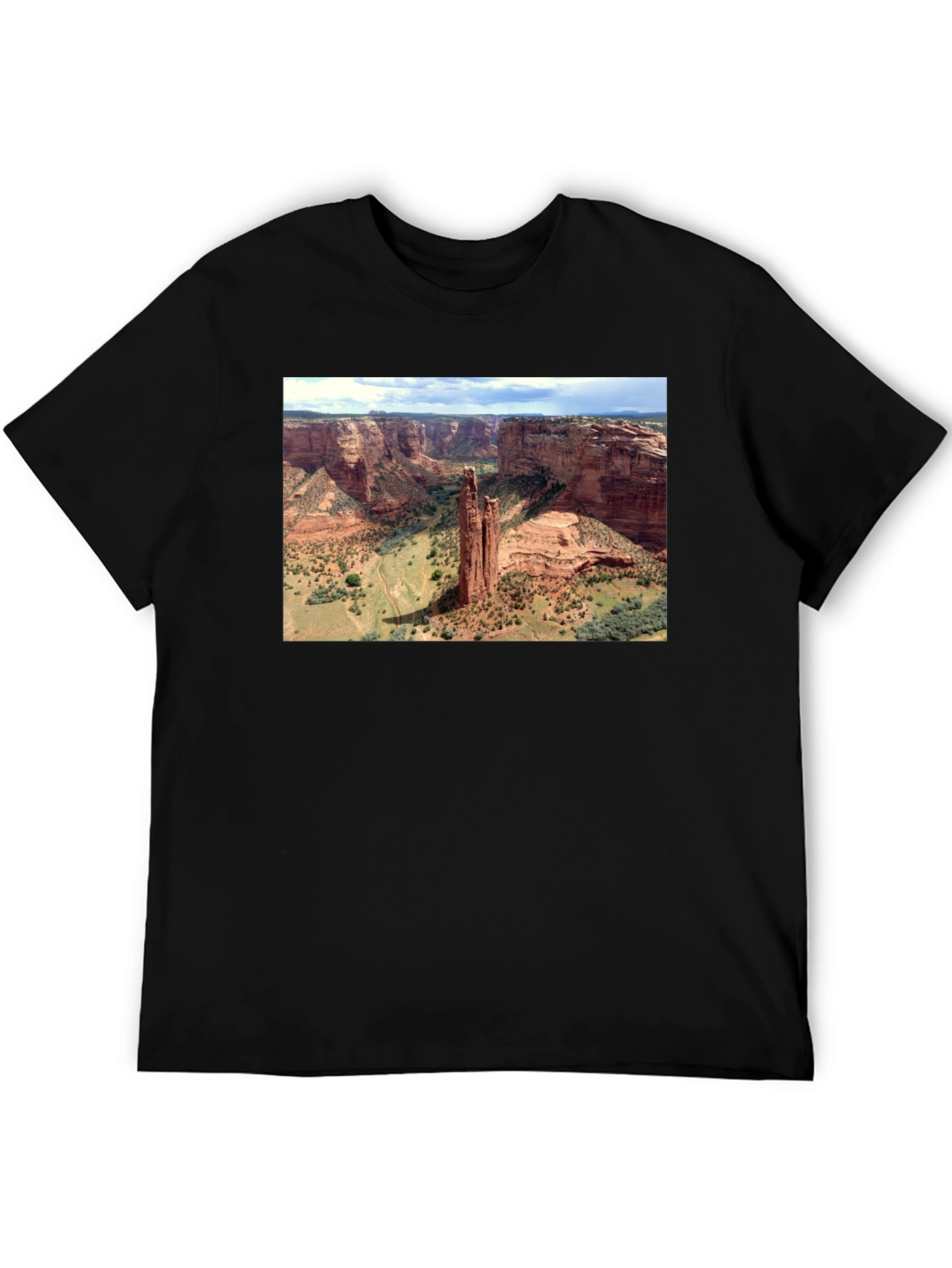 Canyon Landscape Graphic Tee - Black Cotton T-Shirt