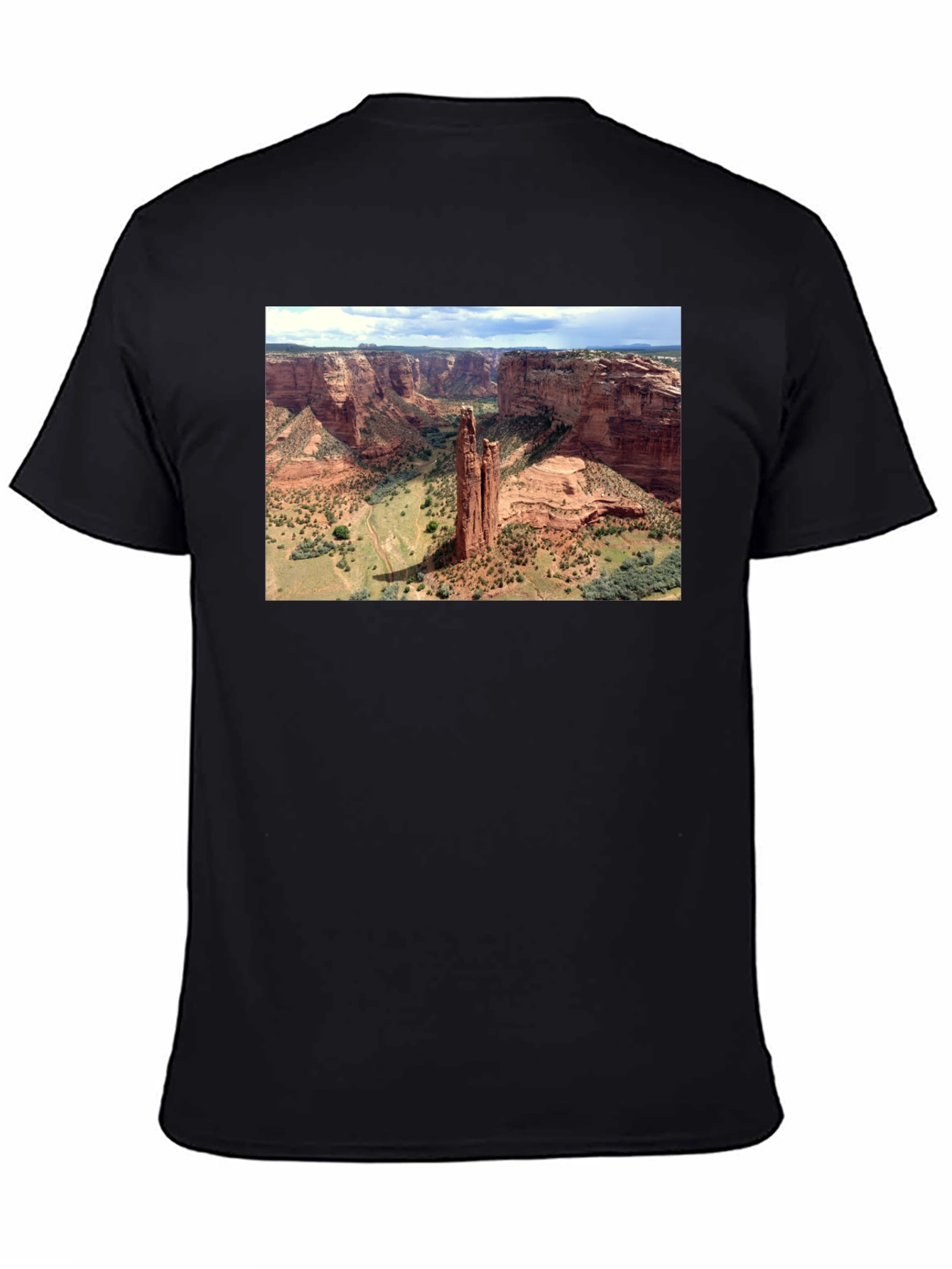 Canyon Landscape Graphic Tee - Black Cotton T-Shirt