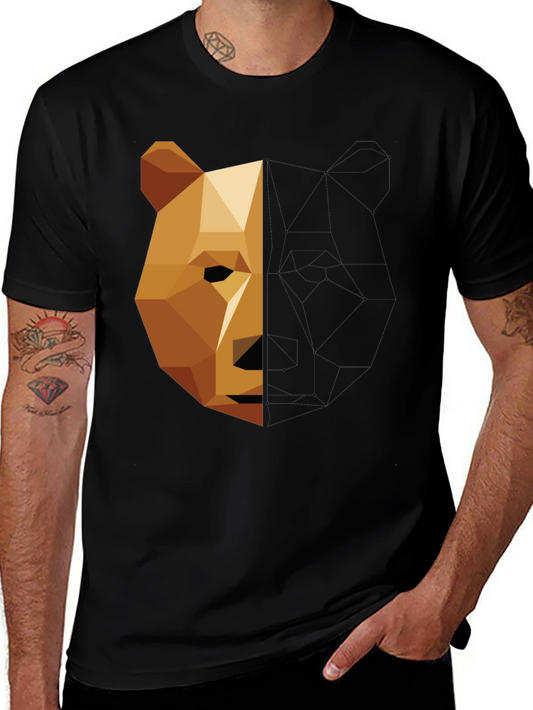 Geometric Bear Graphic Tee - Modern Minimalist Design