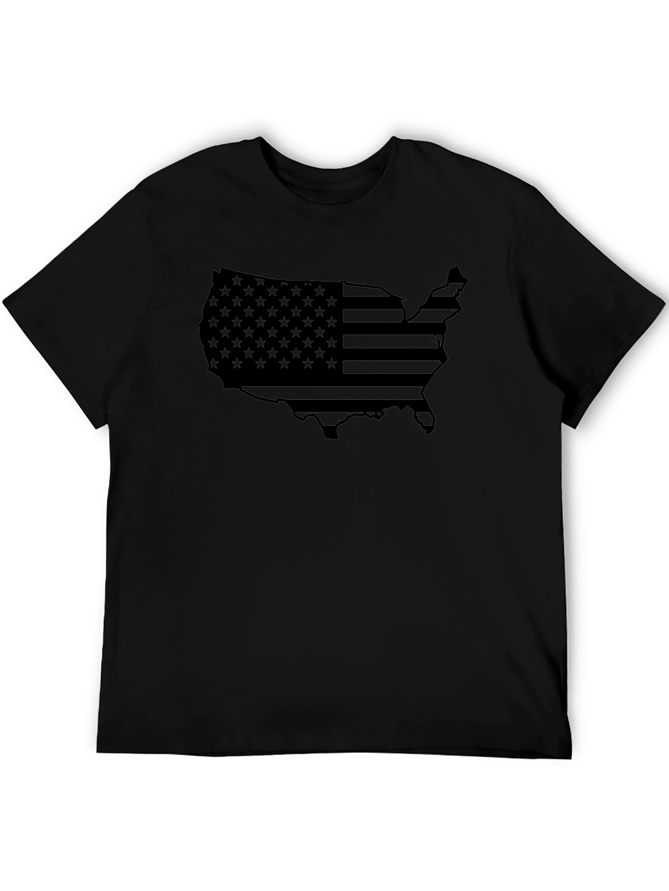American Flag Map T-Shirt - Patriotic Black Tee