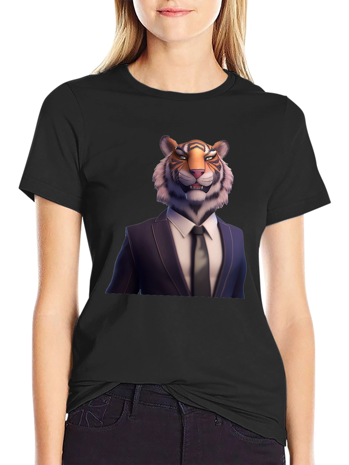 Tiger Head Suit T-Shirt | Unique Graphic Tee