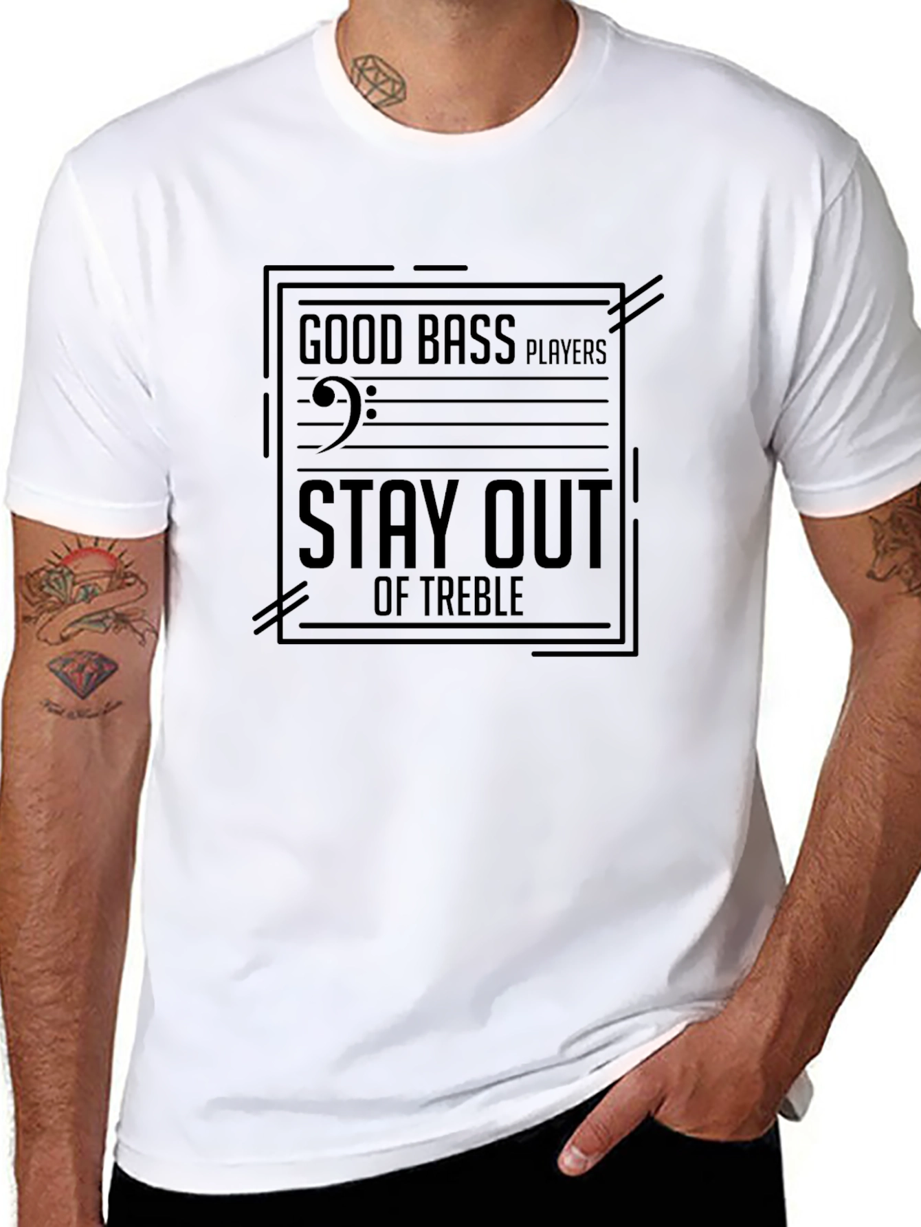 Good Bass Players Stay Out of Treble Black T-Shirt