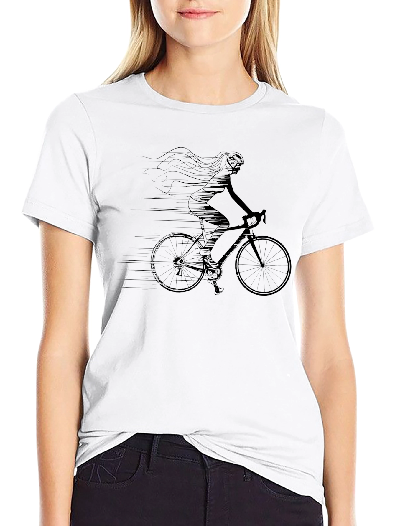 Women Cyclist Graphic Tee - Black T-Shirt