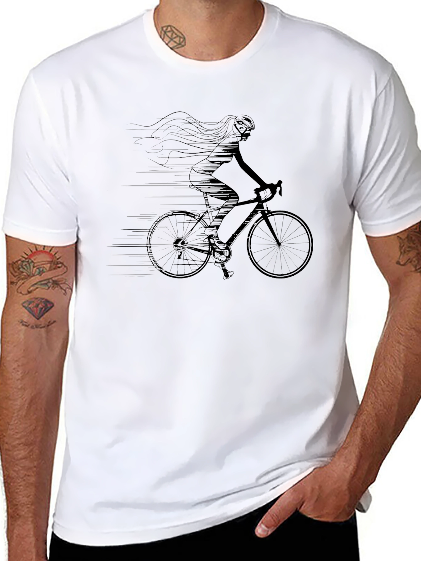 Women Cyclist Graphic Tee - Black T-Shirt