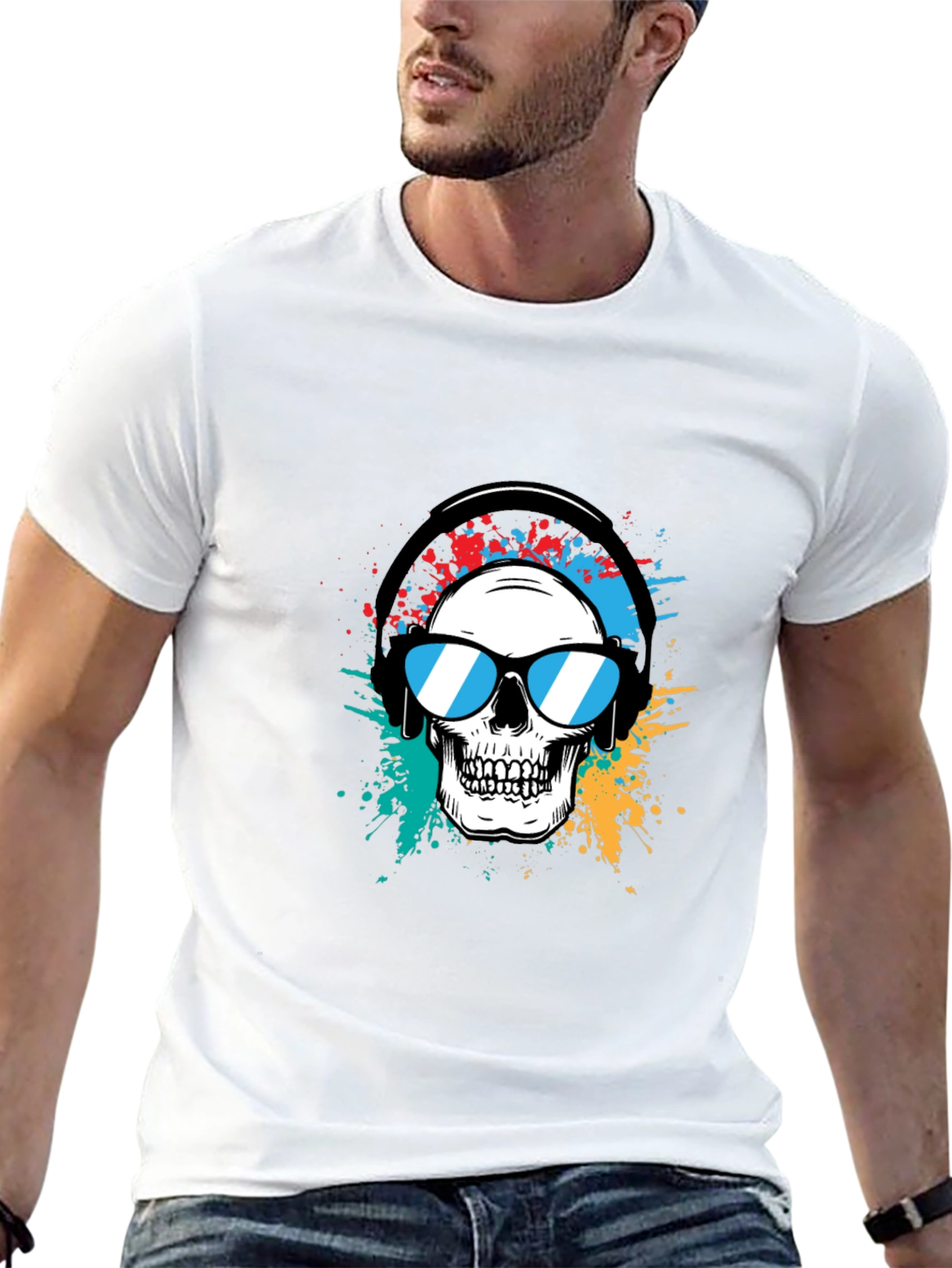 Skull Graphic Tee - Headphones & Shades