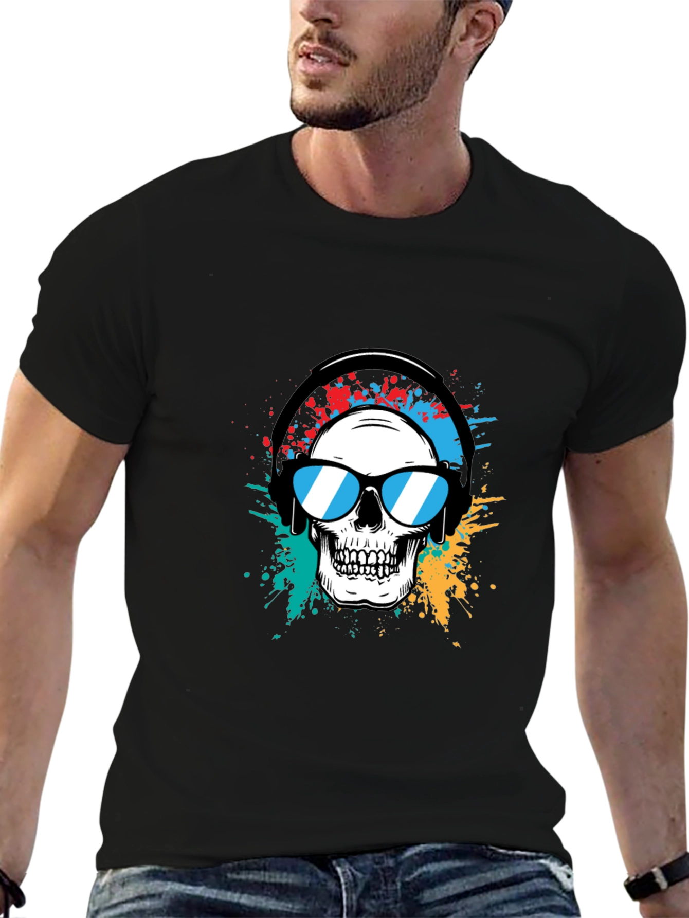 Skull Graphic Tee - Headphones & Shades