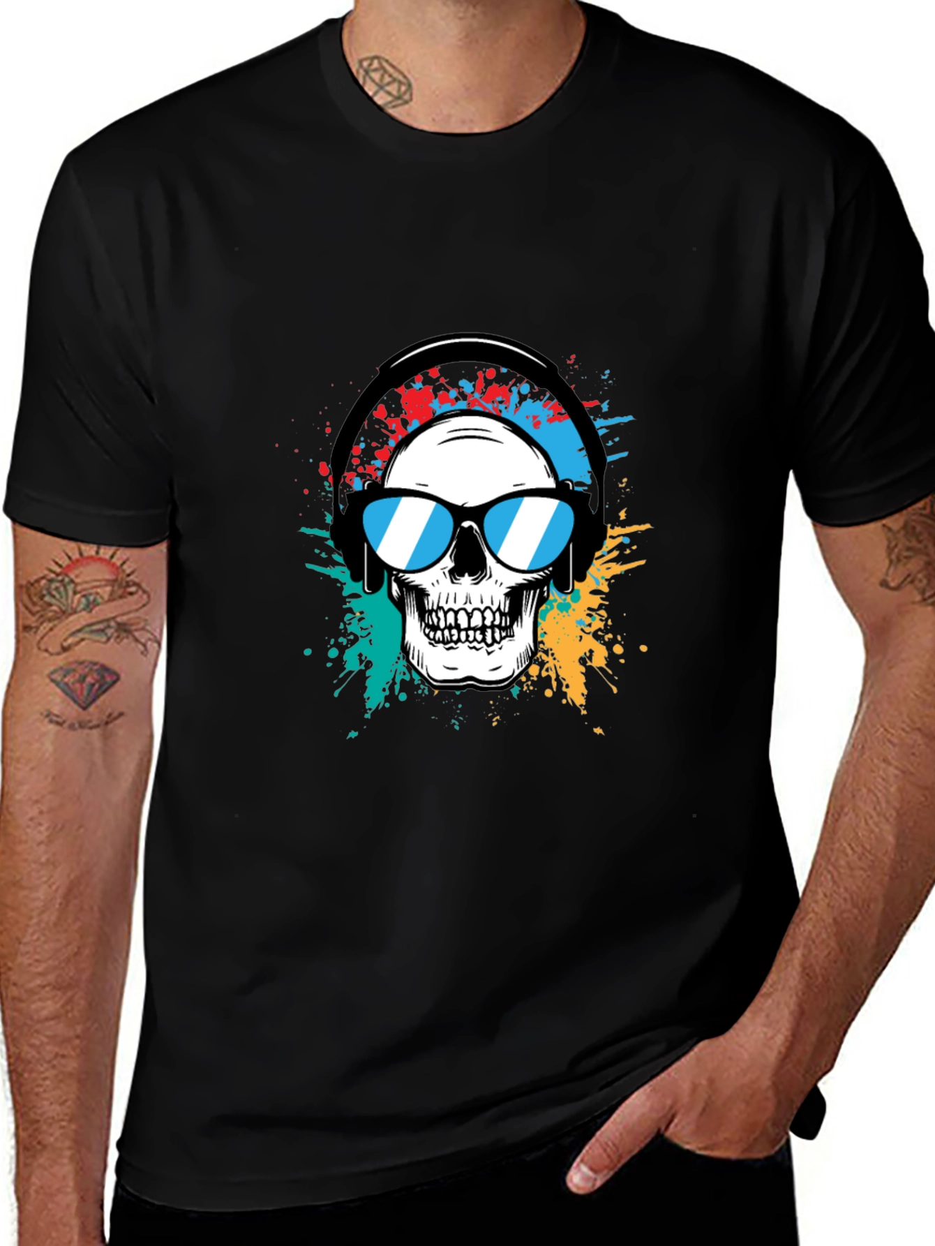 Skull Graphic Tee - Headphones & Shades