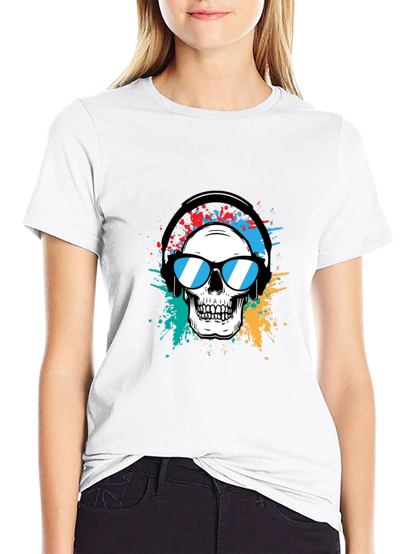 Skull Graphic Tee - Headphones & Shades
