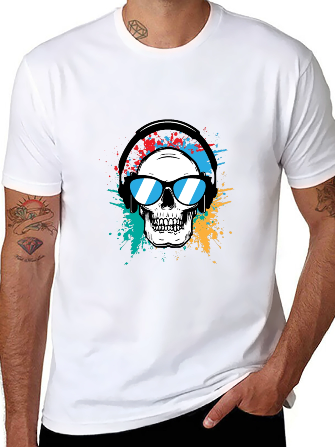 Skull Graphic Tee - Headphones & Shades