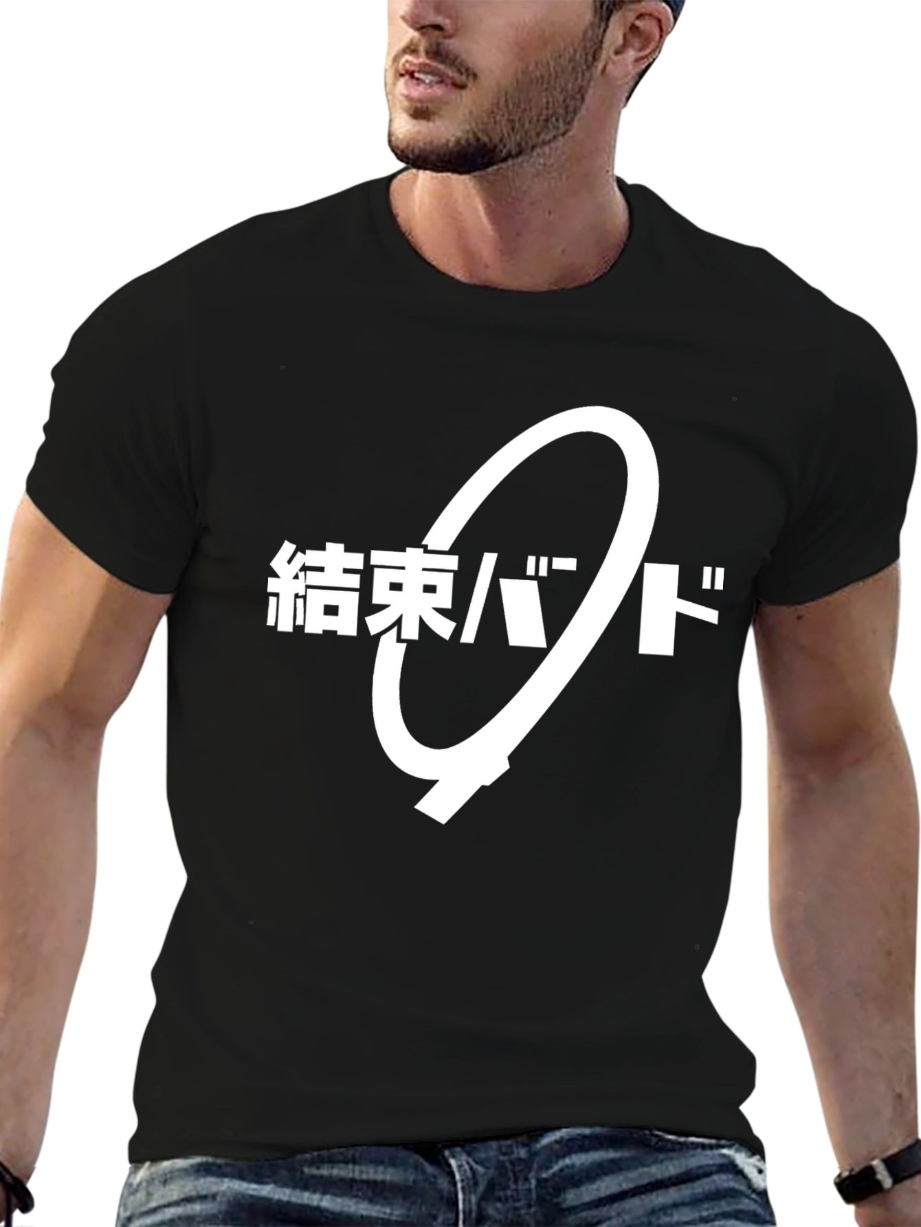 Black T-Shirt with Japanese Text Graphic