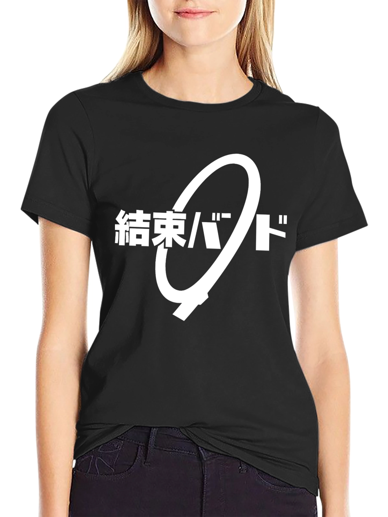 Black T-Shirt with Japanese Text Graphic