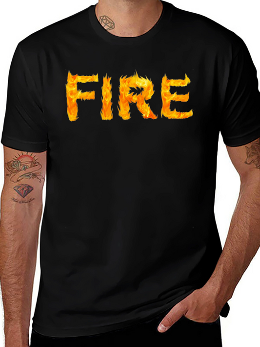 Fiery Graphic Tee - Black Cotton T-Shirt