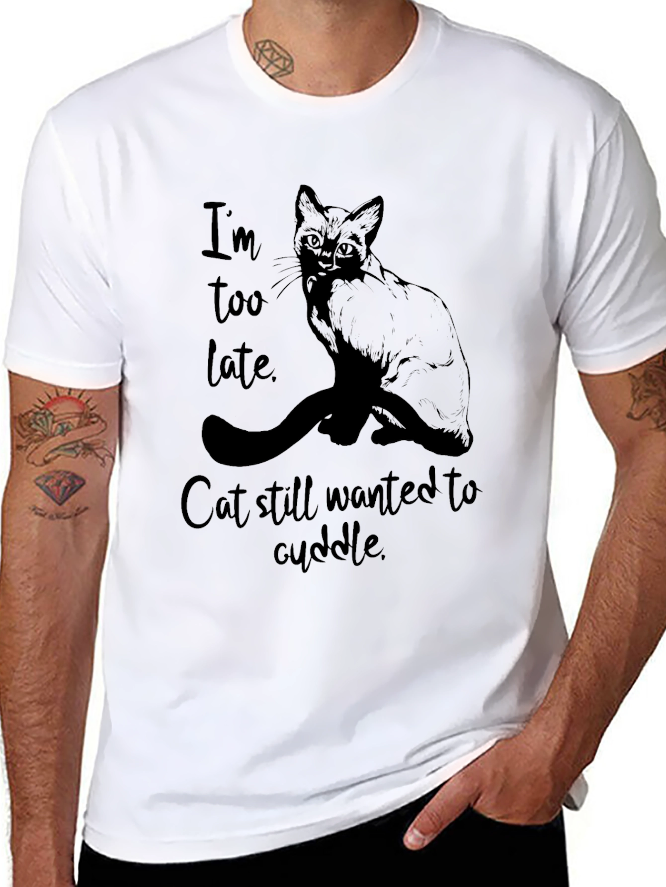 Cat Cuddle T-Shirt - Im Too Late