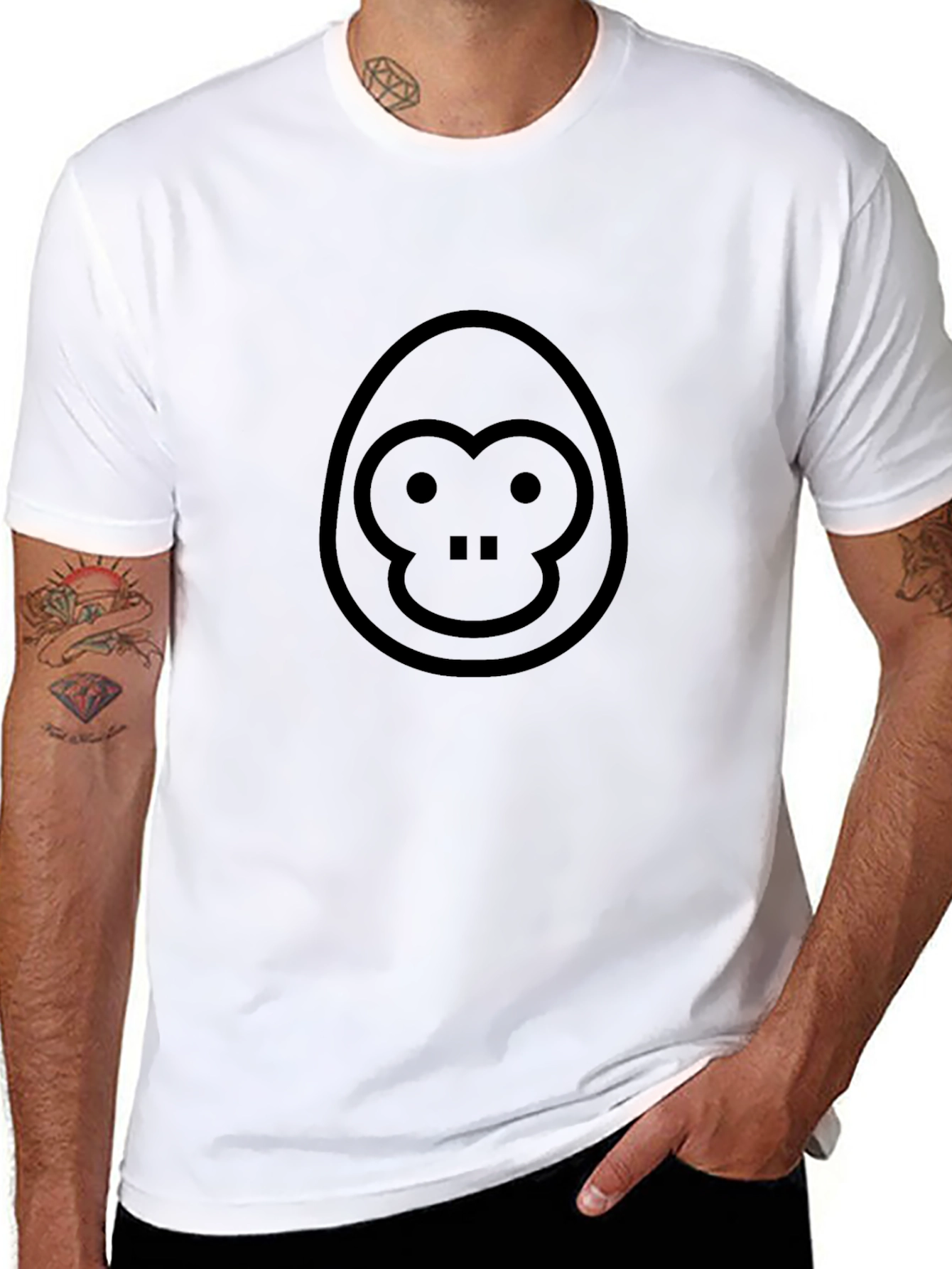 Graphic Monkey Tee - Black Cotton T-Shirt