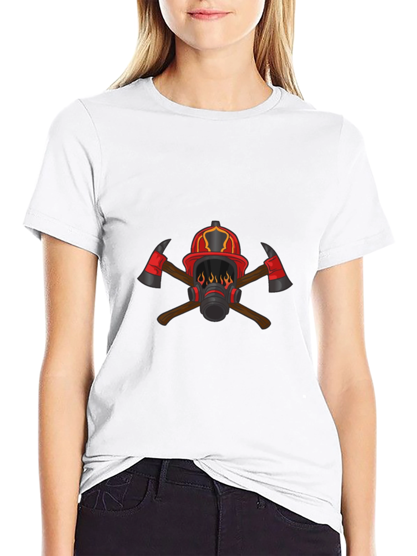 Firefighter Graphic Tee - Axes & Helmet Design