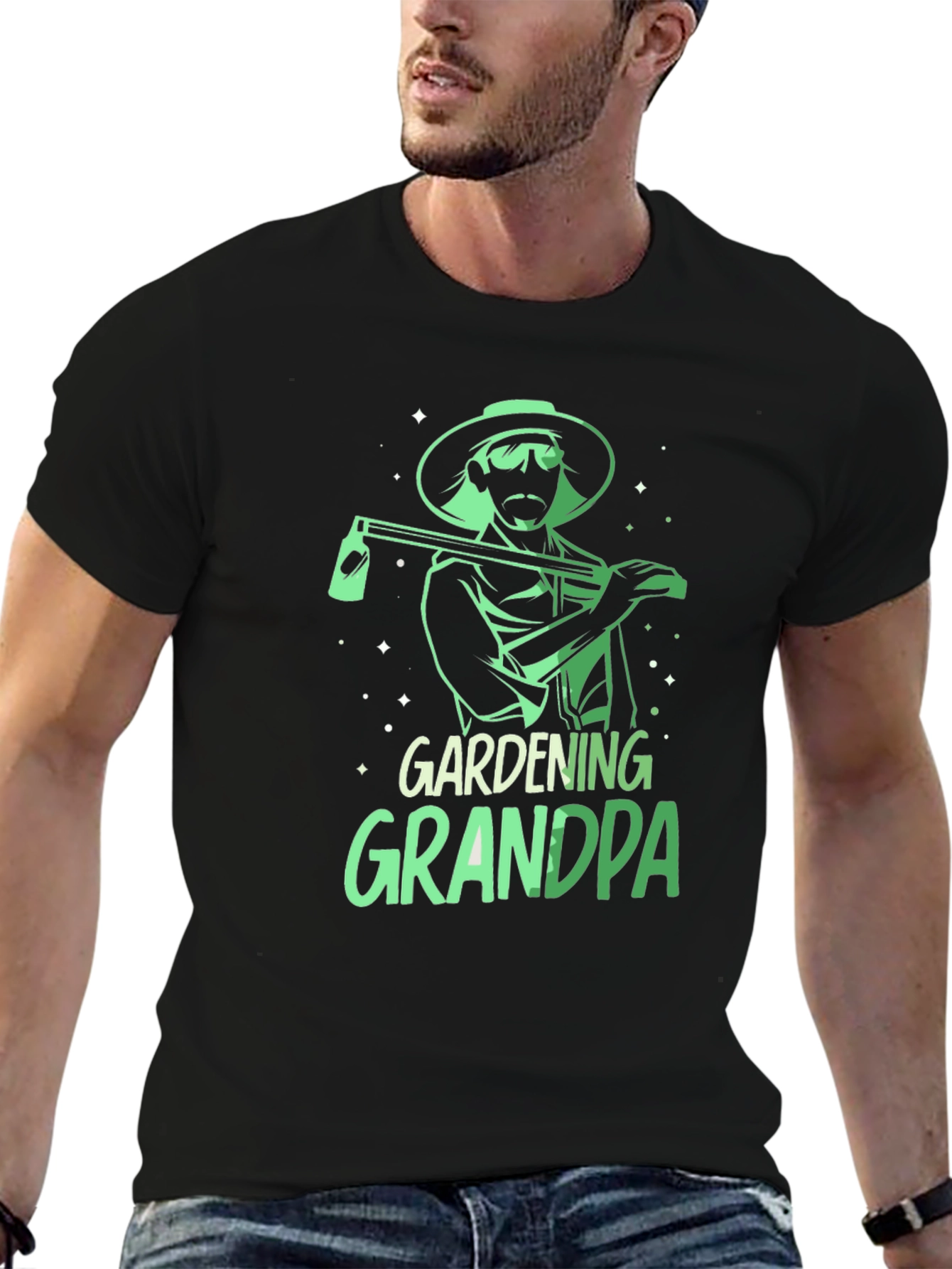 Gardening Grandpa T-Shirt - Black Graphic Tee