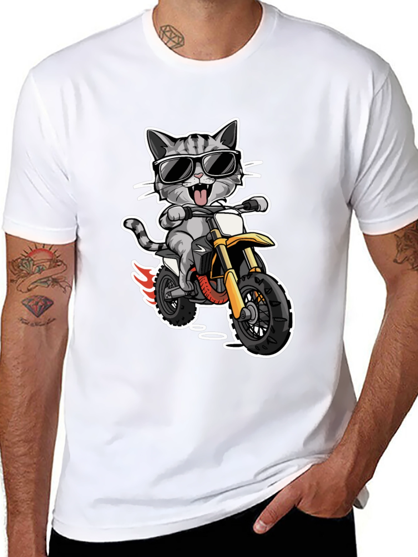 Cool Cat Rider T-Shirt - Motorcycle Kitten Tee