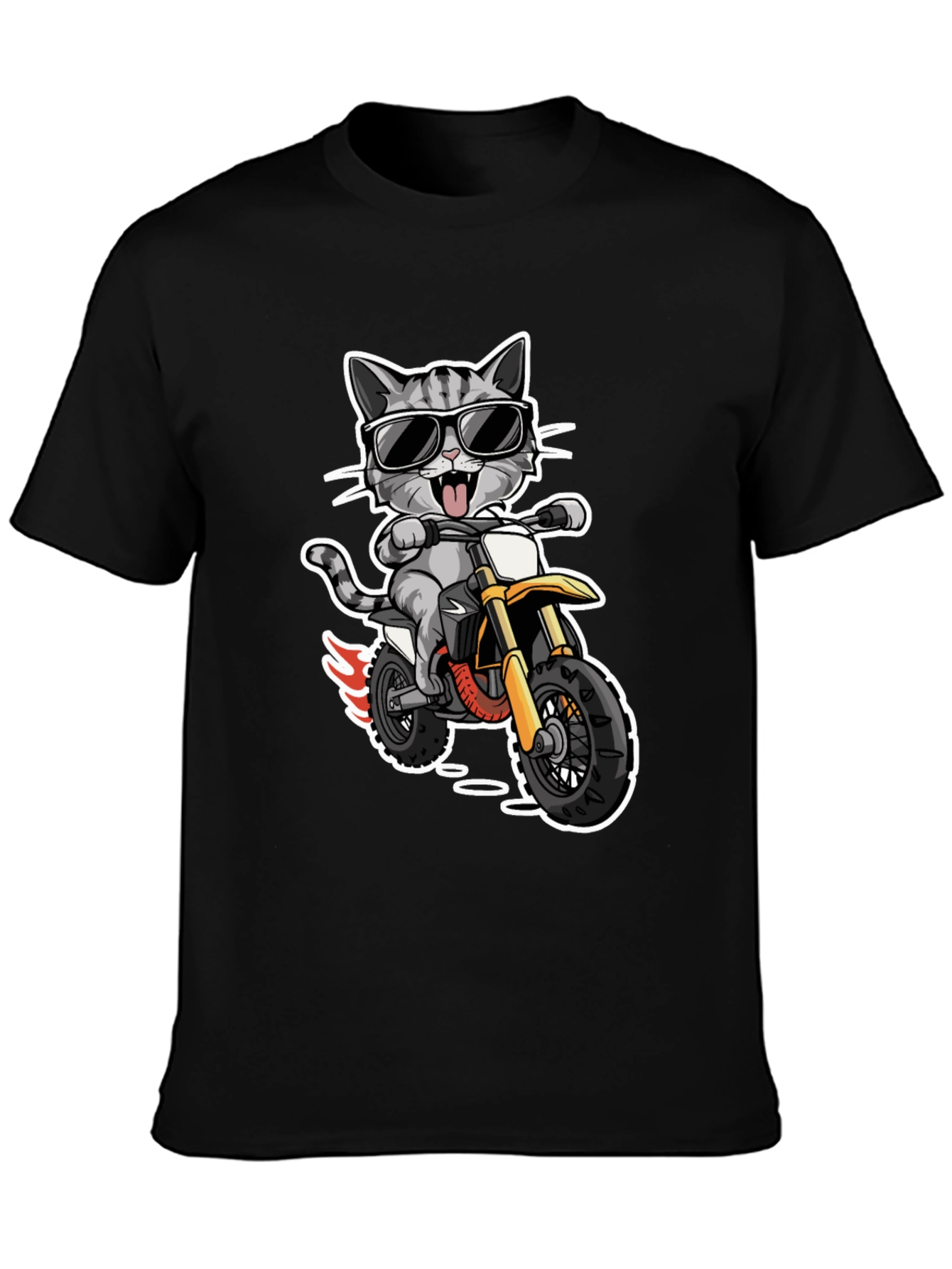 Cool Cat Rider T-Shirt - Motorcycle Kitten Tee