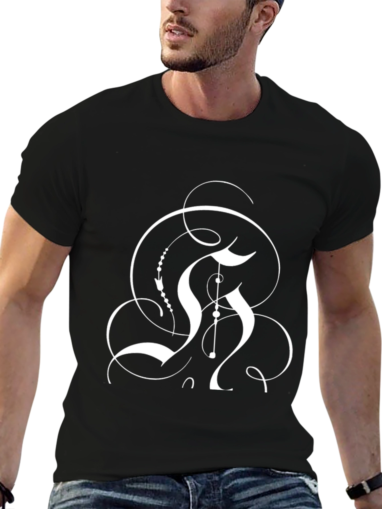 Abstract Graphic Black T-Shirt - Modern Style