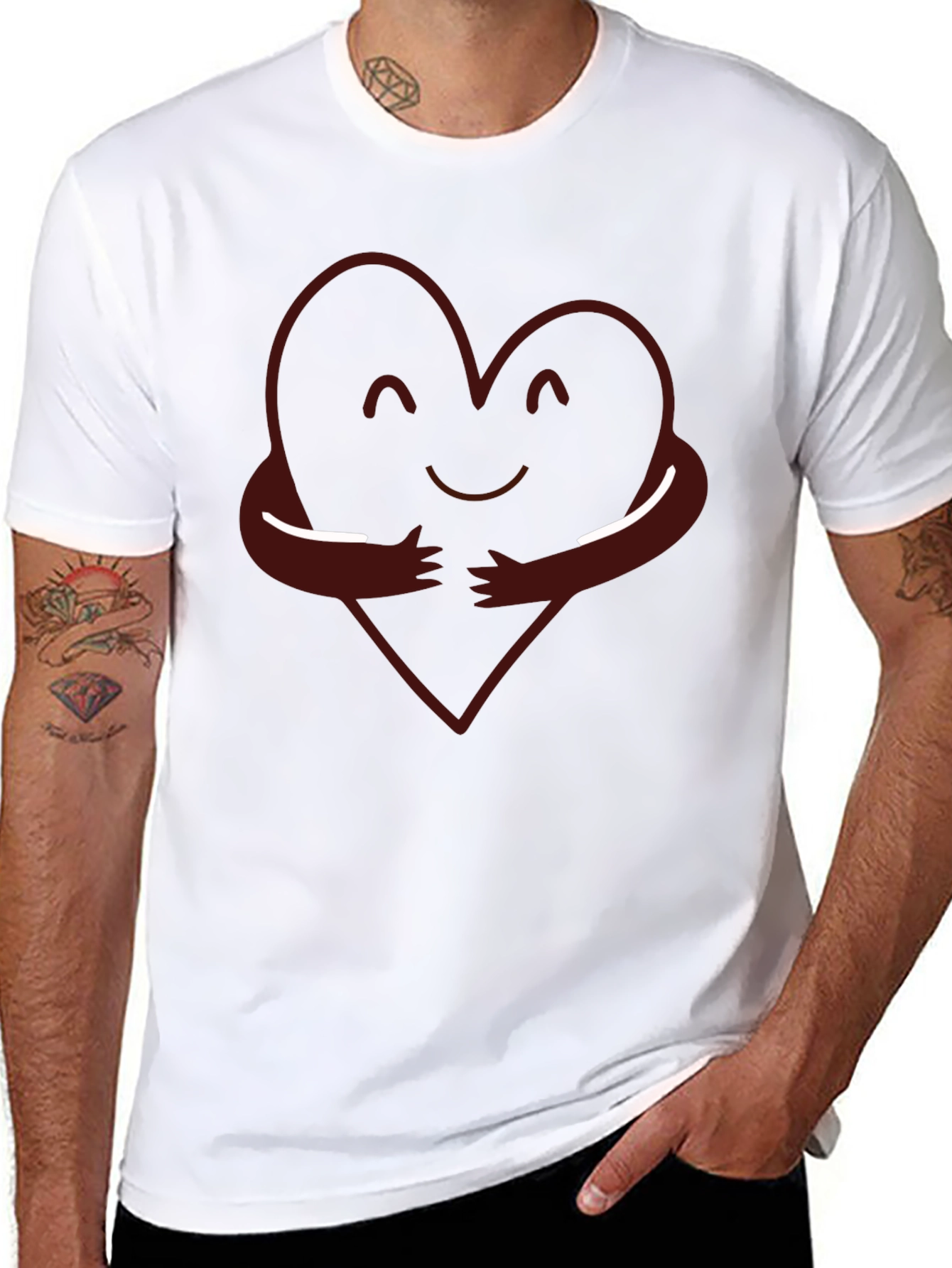 Heart Hug Graphic T-Shirt - Soft Cotton Blend Tee