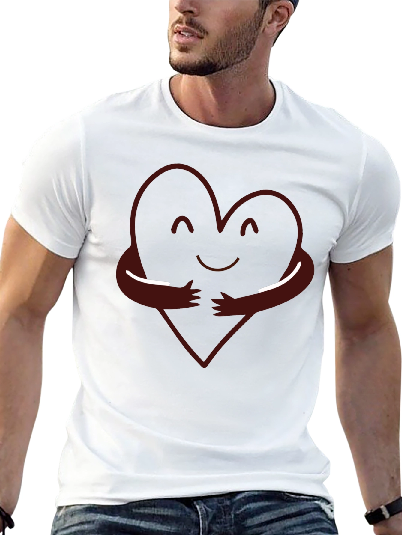 Heart Hug Graphic T-Shirt - Soft Cotton Blend Tee