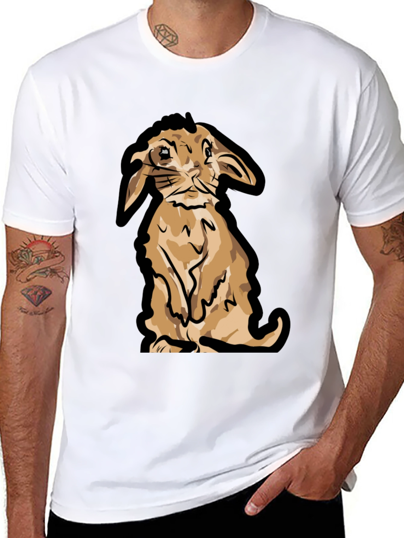 Cute Bunny Graphic T-Shirt - Black