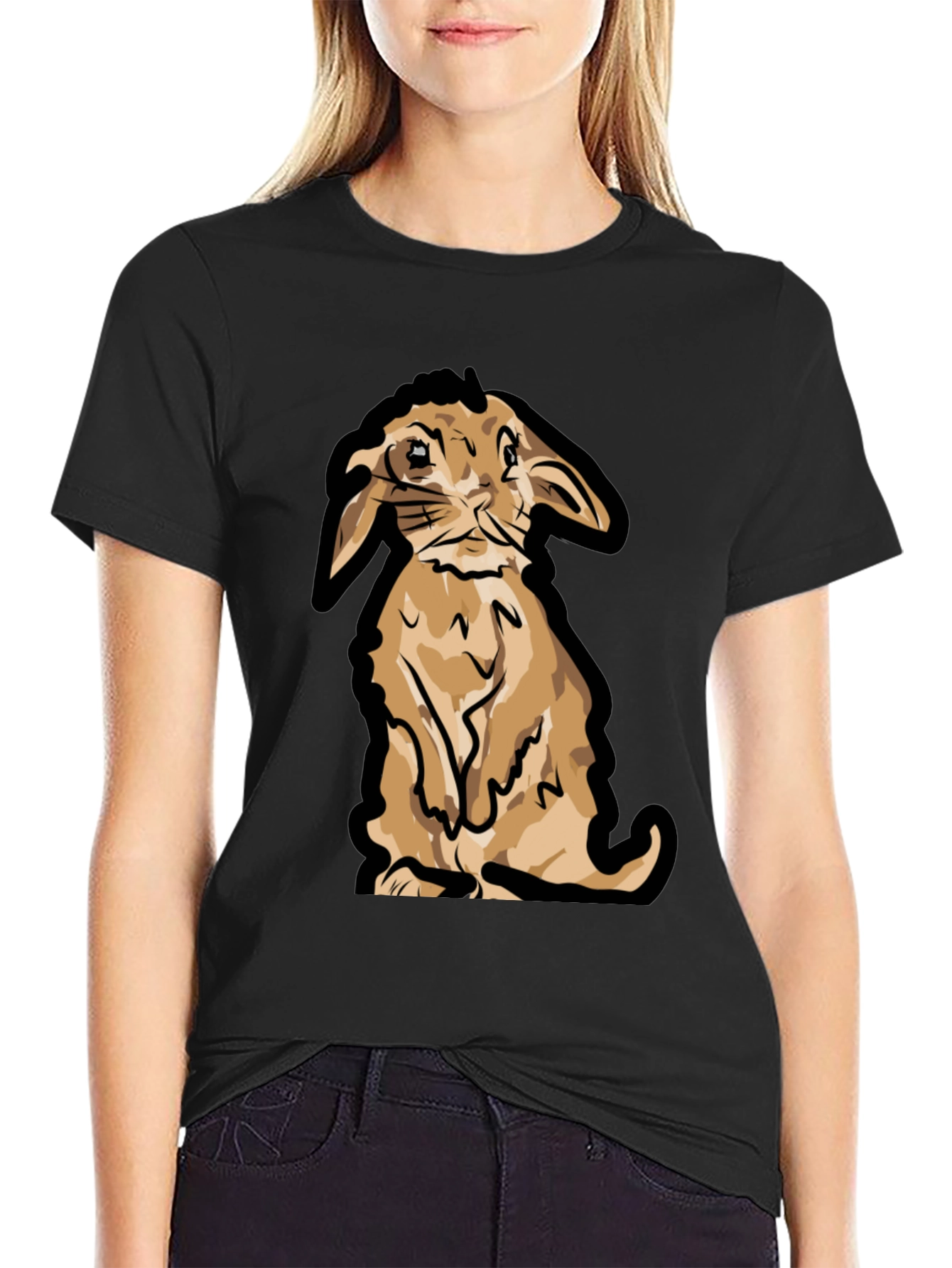Cute Bunny Graphic T-Shirt - Black