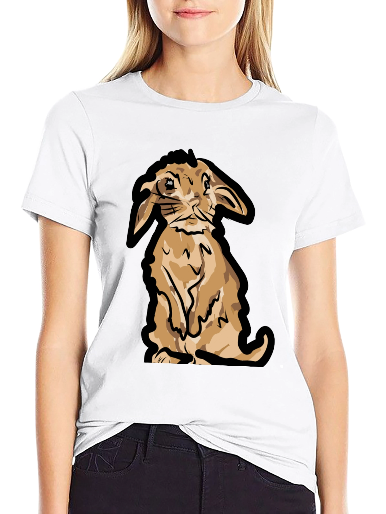Cute Bunny Graphic T-Shirt - Black