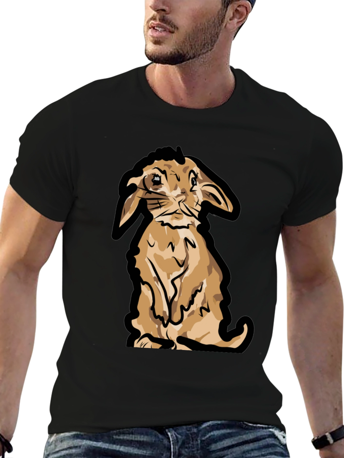 Cute Bunny Graphic T-Shirt - Black