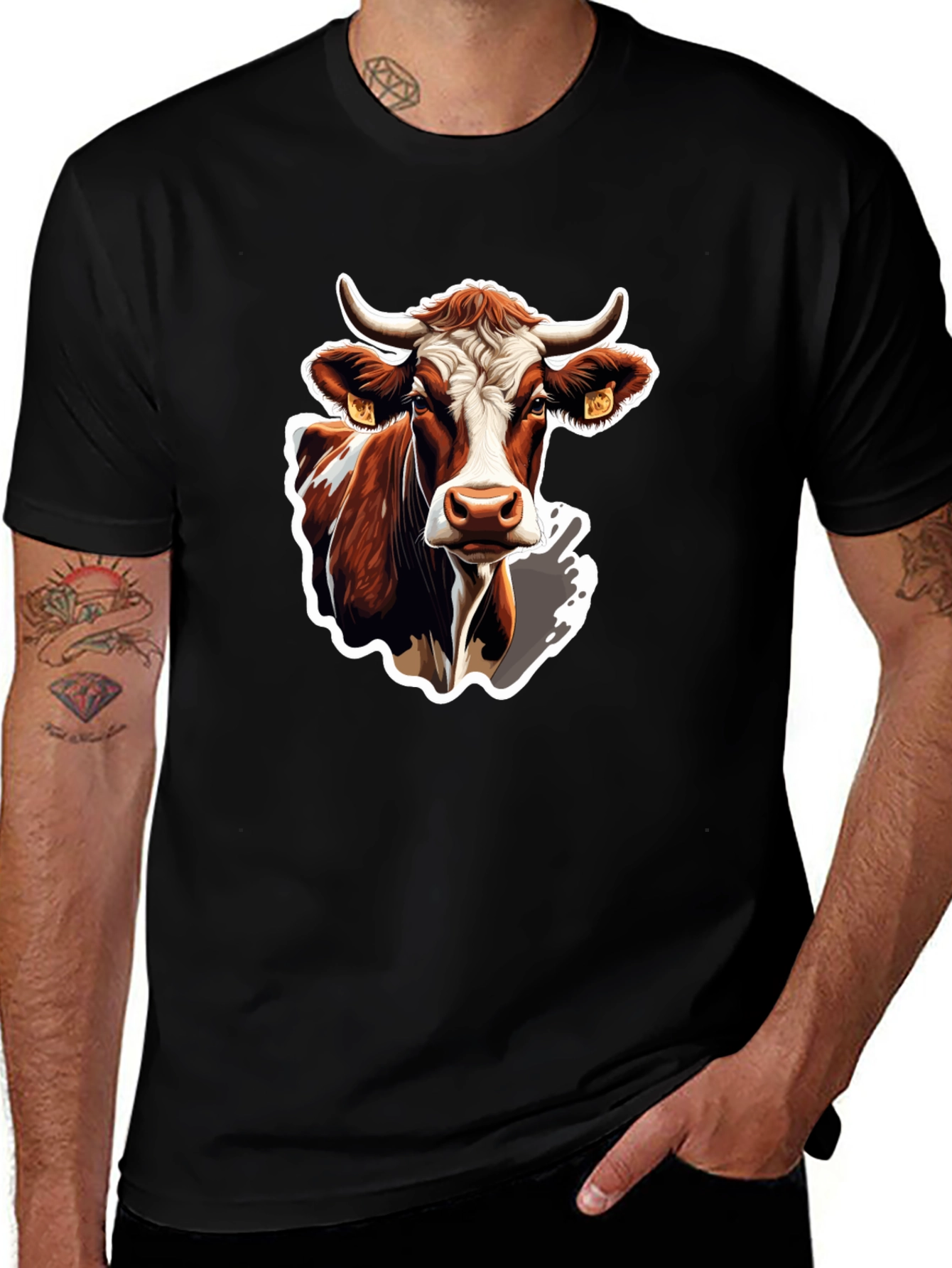 Cow Graphic Black T-Shirt