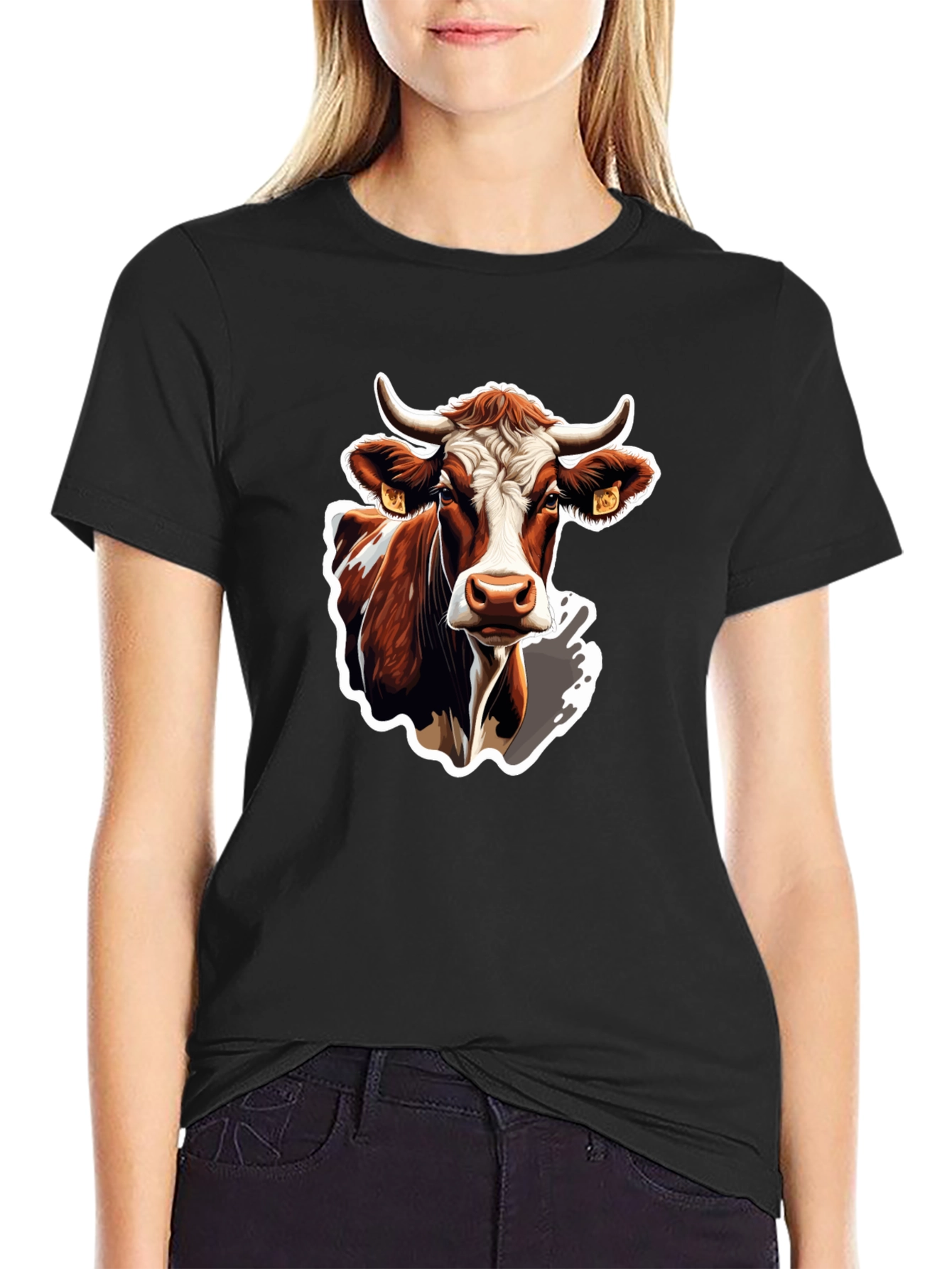 Cow Graphic Black T-Shirt