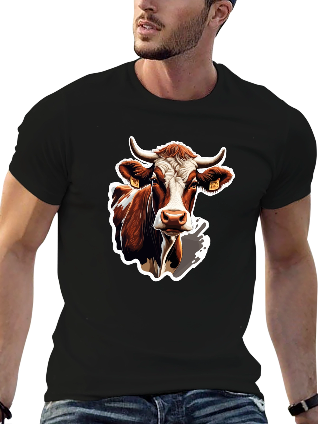 Cow Graphic Black T-Shirt