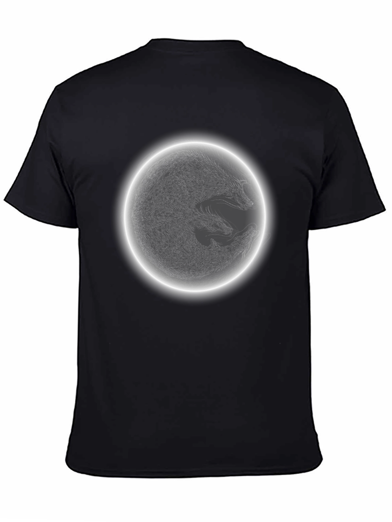 Yin Yang Wolf Moon T-Shirt - Black Graphic Tee
