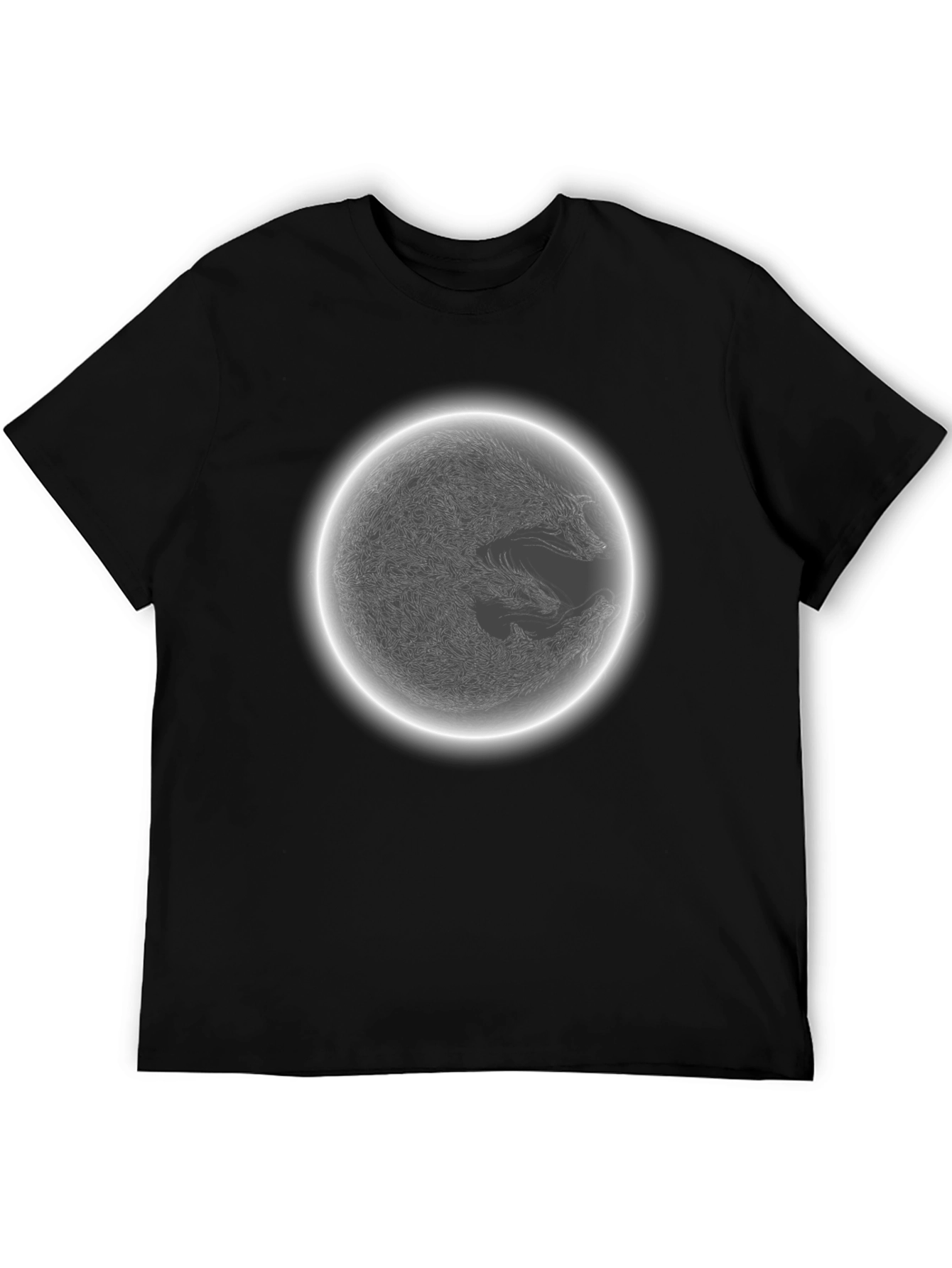 Yin Yang Wolf Moon T-Shirt - Black Graphic Tee
