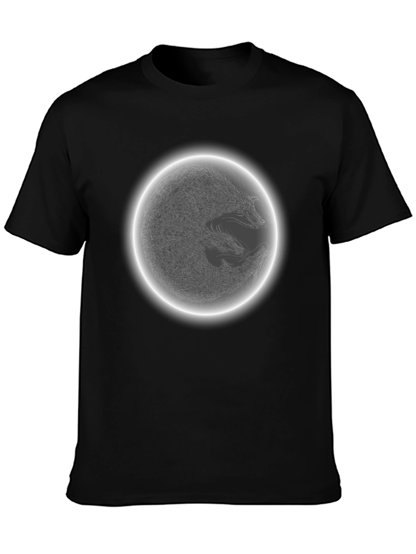 Yin Yang Wolf Moon T-Shirt - Black Graphic Tee