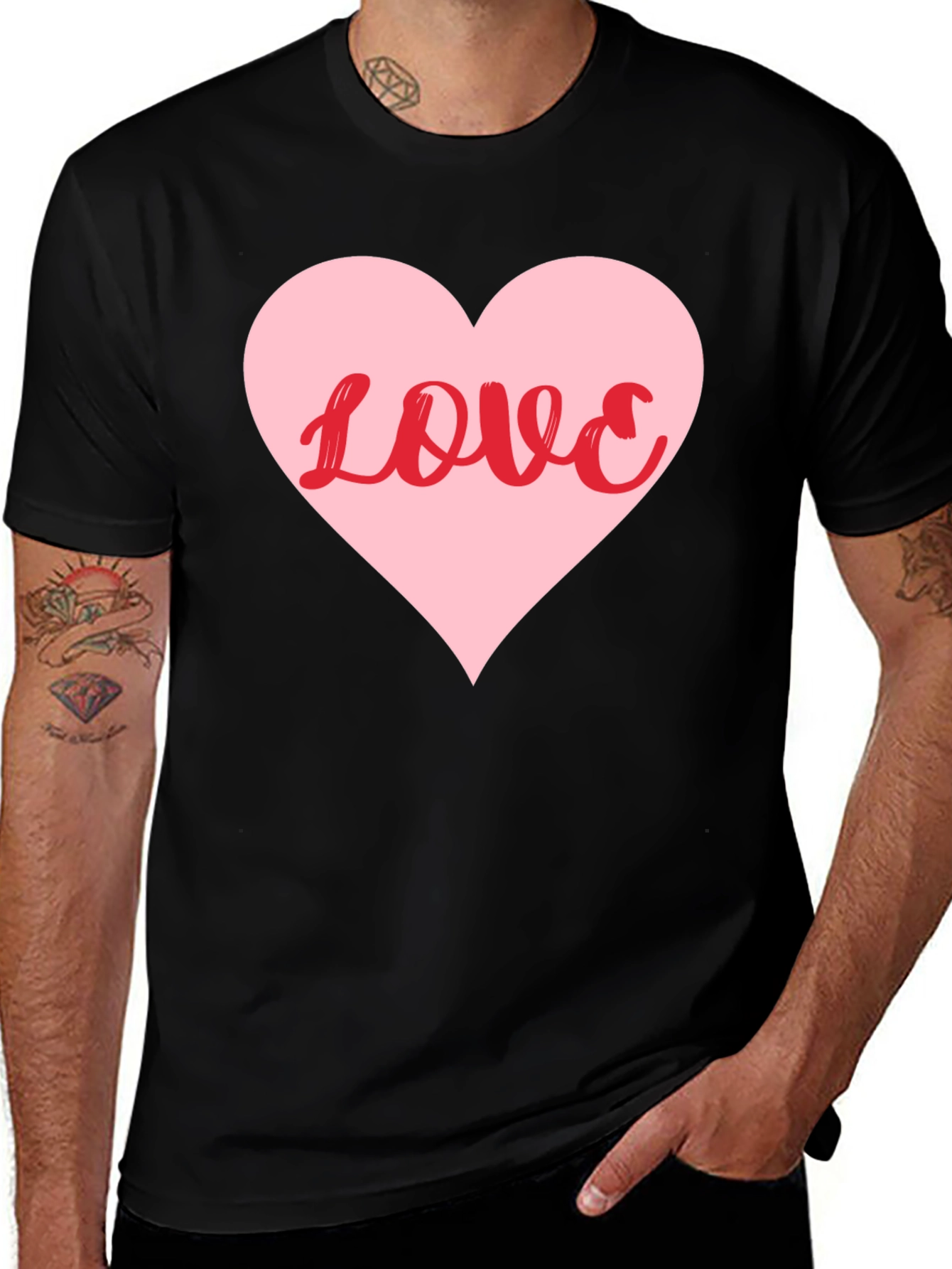 Love Heart Graphic Tee - Stylish Black T-Shirt